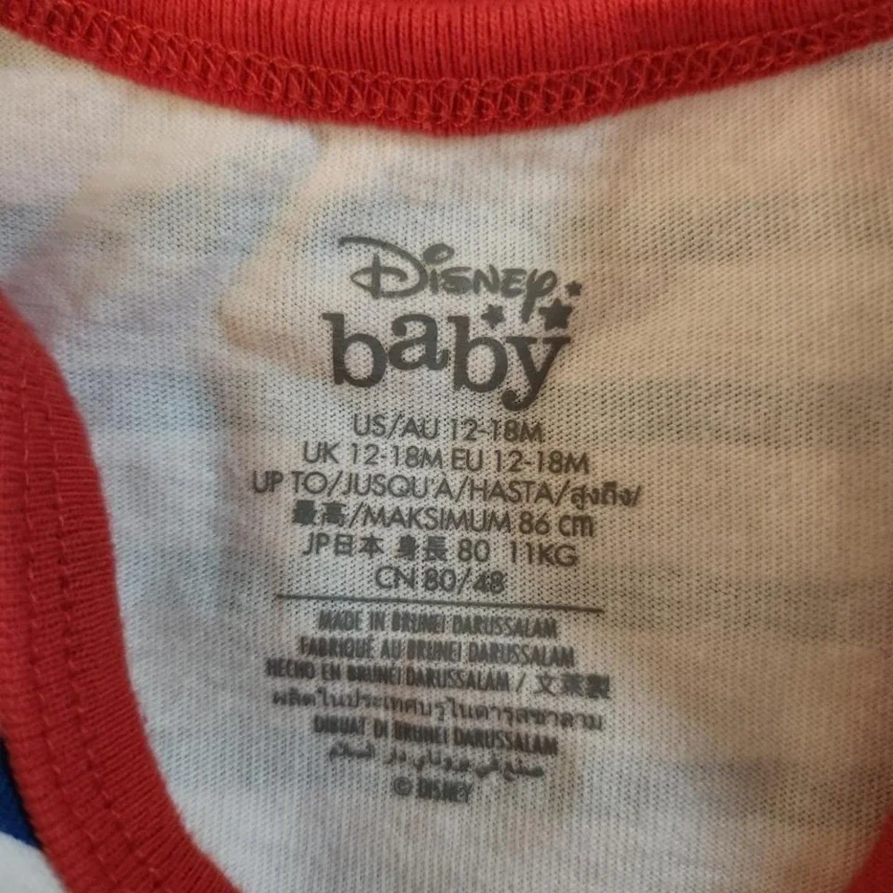 Disney Baby Minnie Mouse Paris Striped Ruffle Dress One Piece 12-18‎ Months